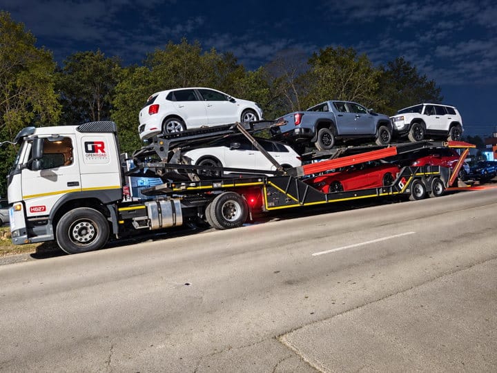 Open Road Carriers — a mixed load of vehicles.